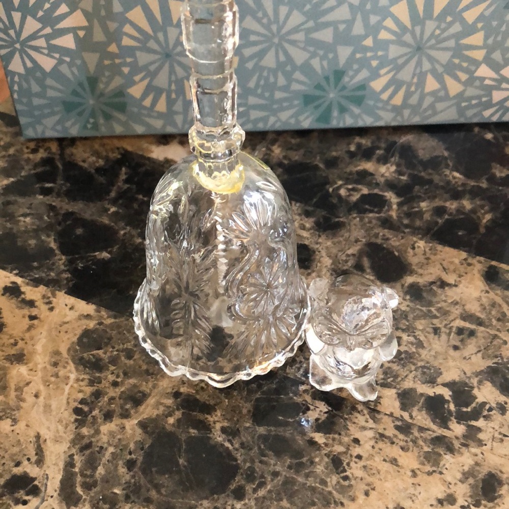 Crystal glass bell and owl